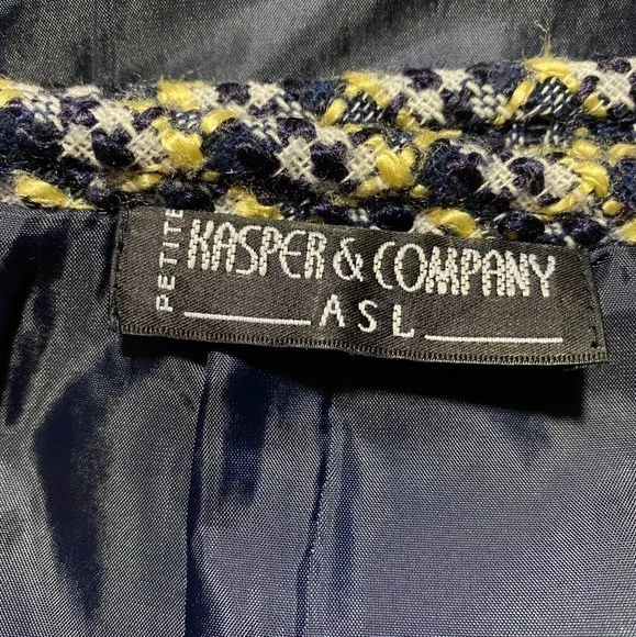 Kasper & Company Wool Blend Plaid Skirt Size 2P Black/Yellow/Grey